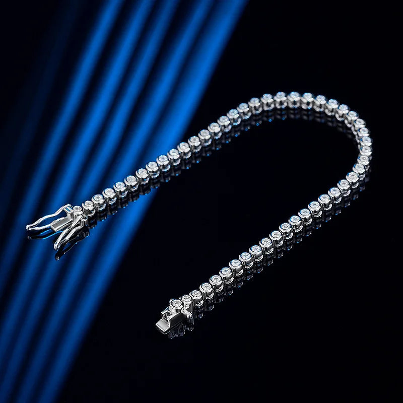 2Mm Moissanite Tennis Bracelet for Woman Men Hip Hop Chain with GRA 100% Sterling Sliver 18K White Gold Plated Bracelet