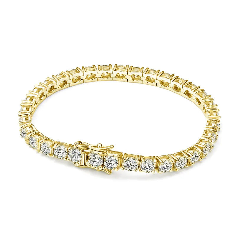 D VVS1 Moissanite Tennis Bracelet in S925 Sterling Silver with 18K White Gold Plating and GRA Certification for Men and Women