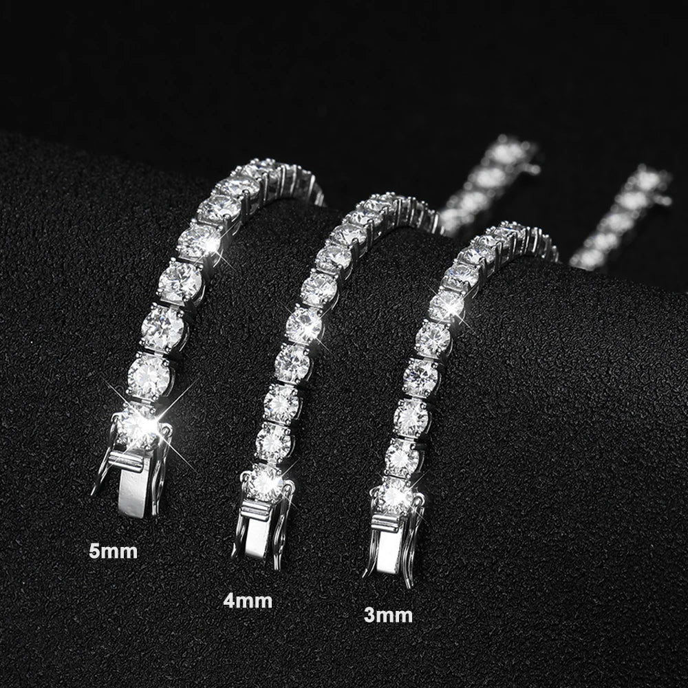 D VVS1 Moissanite Tennis Bracelet in S925 Sterling Silver with 18K White Gold Plating and GRA Certification for Men and Women