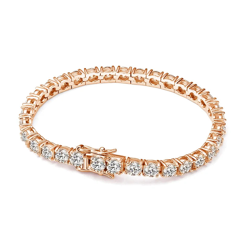 D VVS1 Moissanite Tennis Bracelet in S925 Sterling Silver with 18K White Gold Plating and GRA Certification for Men and Women