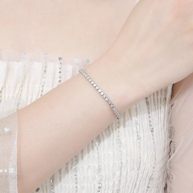 2Mm Moissanite Tennis Bracelet for Woman Men Hip Hop Chain with GRA 100% Sterling Sliver 18K White Gold Plated Bracelet